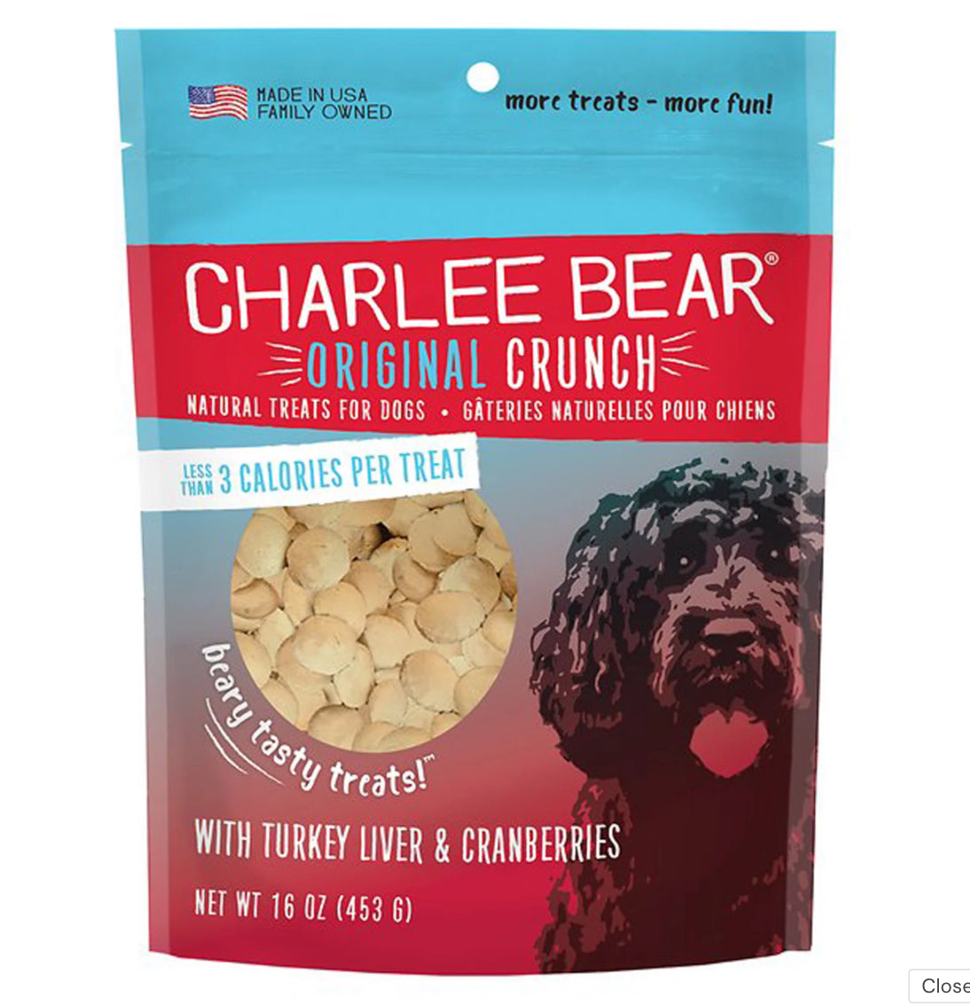 Charlee Bear Dog Turkey Liver And Cranberry Treat 16oz.