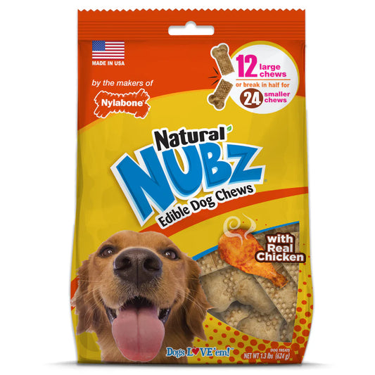 Nylabone Natural Nubz Chicken Dog Treats Chicken, 1ea/Large 30 Lbs. 12 ct