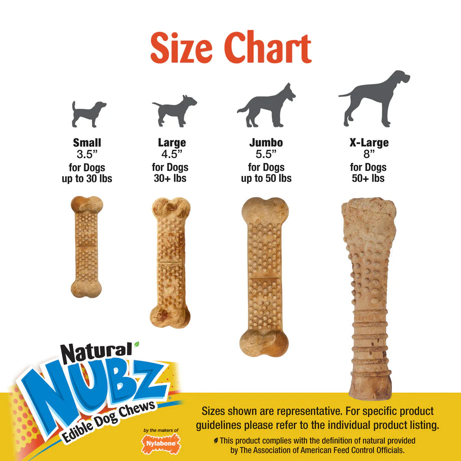 Nylabone Nubz Meaty Center Natural Long Lasting Edible Dog Chews Beef, 1ea/SMall Up To 30 Lbs. 20 ct