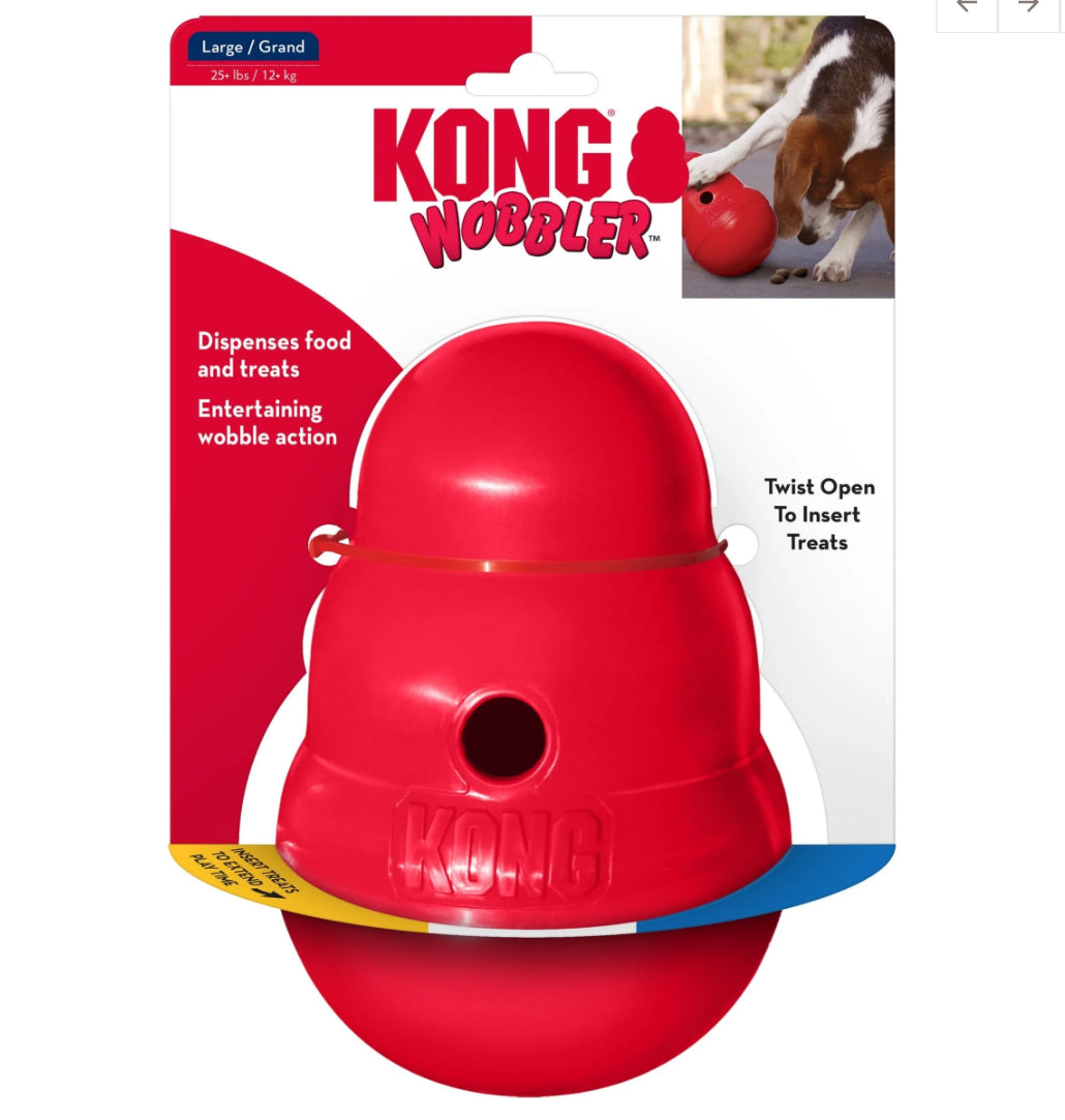 KONG Wobbler Food and Treat Dispenser Dog Toy Red 1ea/LG
