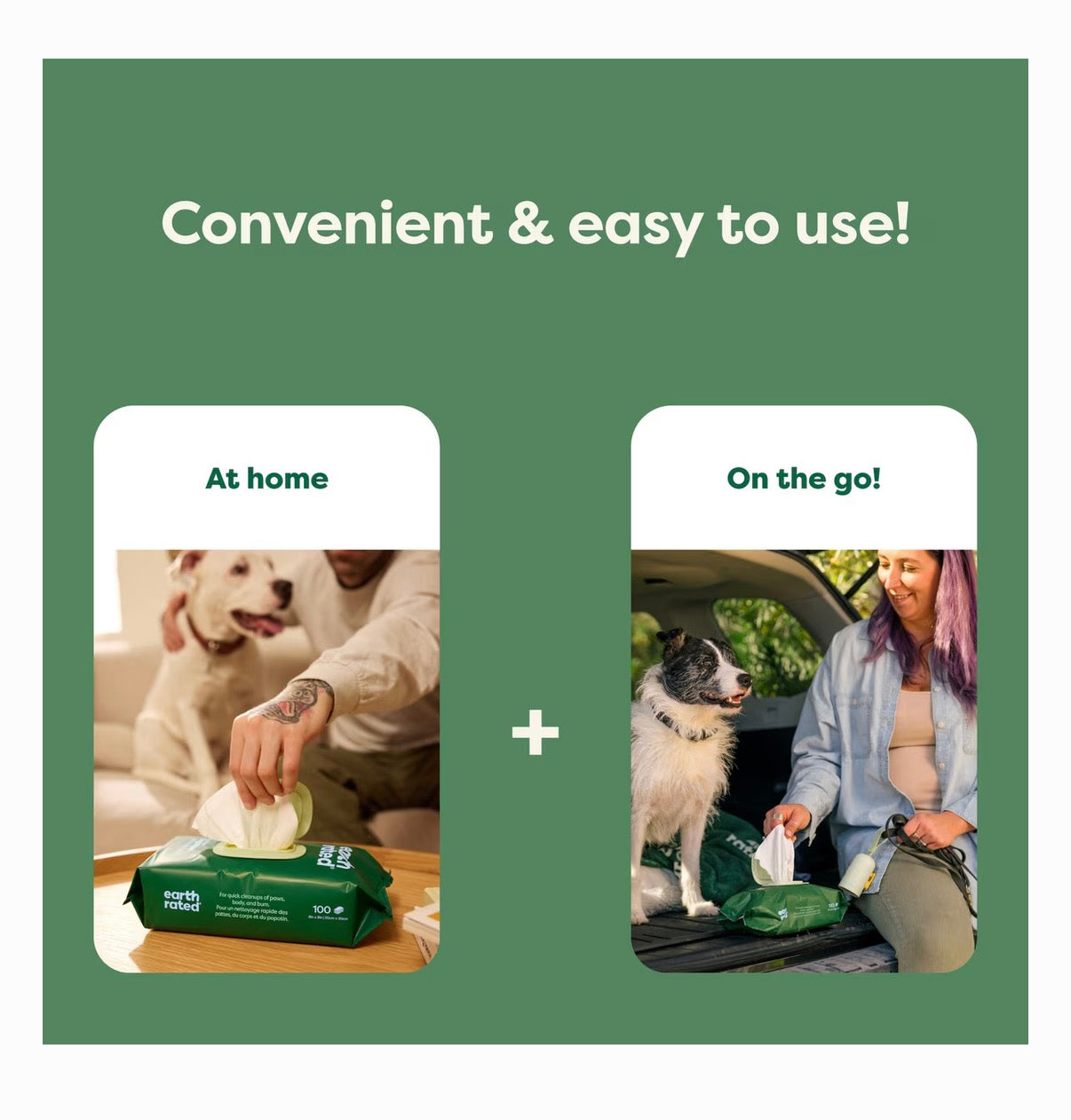 Earth Rated Dog Grooming Wipes White Tea & Basil 100 Count