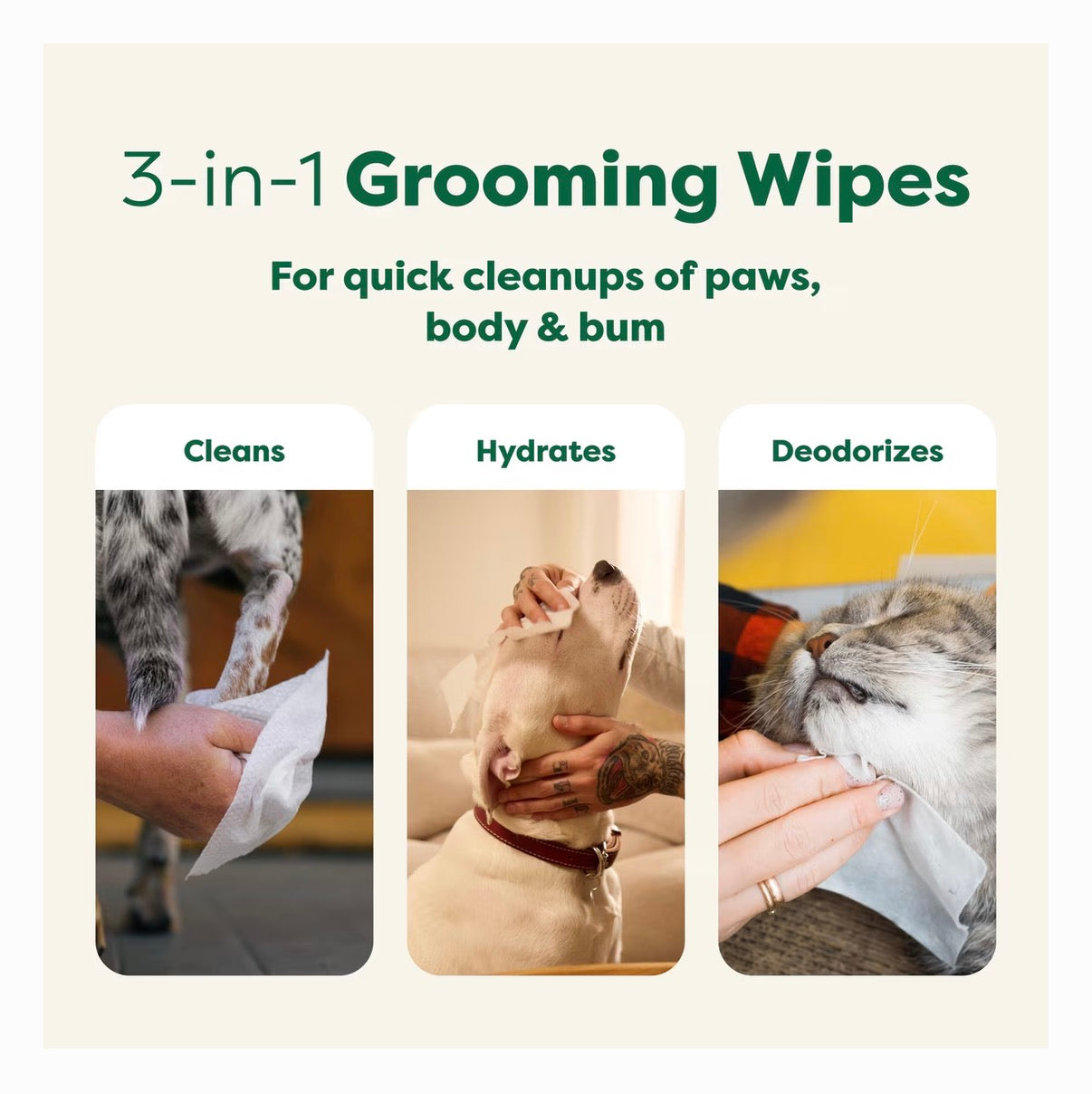 Earth Rated Dog Grooming Wipes White Tea & Basil 100 Count