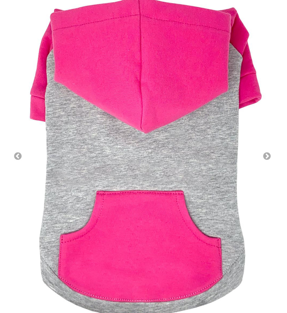 Flex-Fit Color-Block Hoodie - Pink on Gray