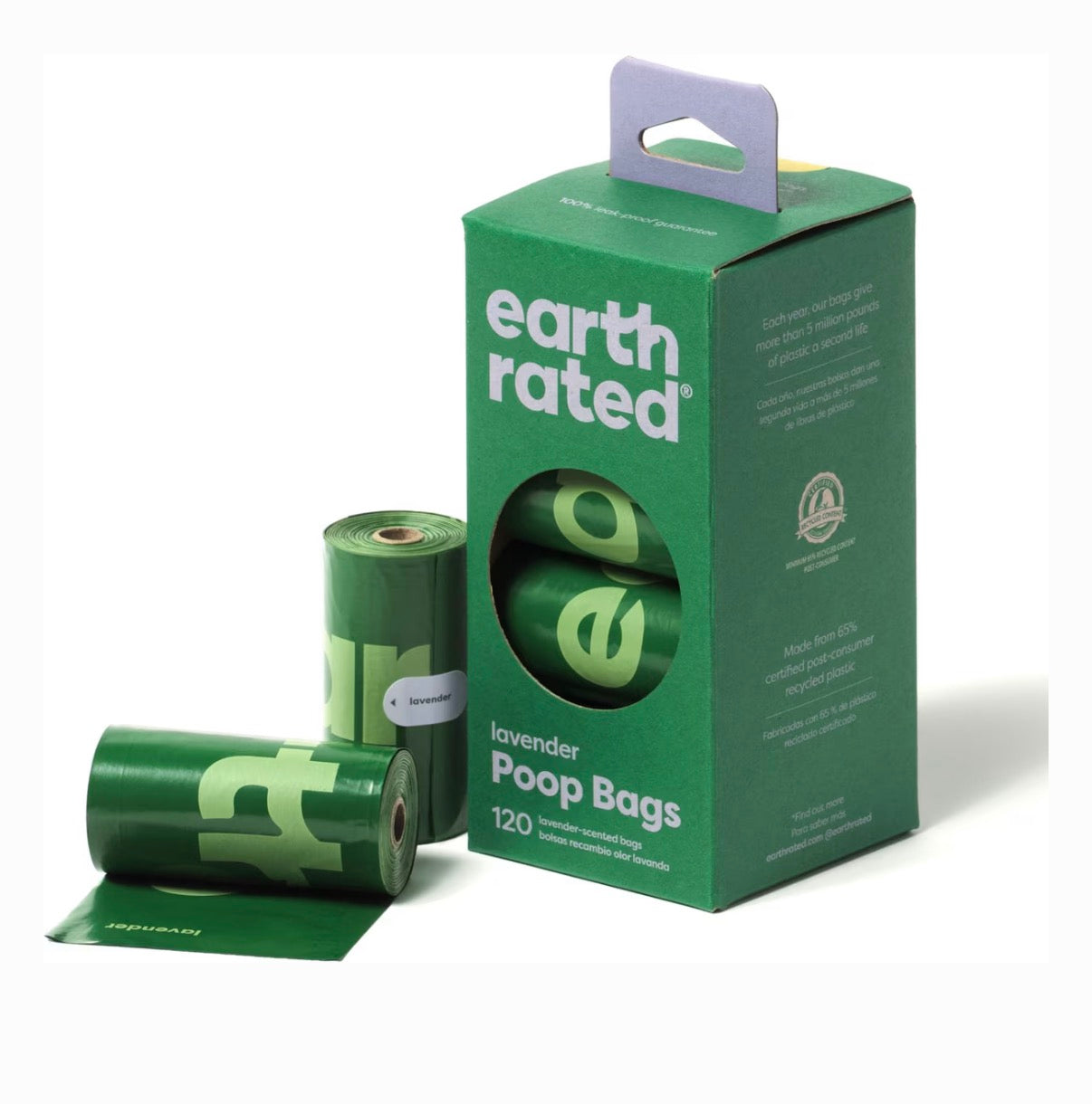 Earth Rated Poop Bag Dog Lavendar 8 Roll Box