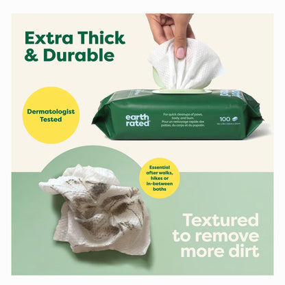 Earth Rated Dog Grooming Wipes White Tea & Basil 100 Count