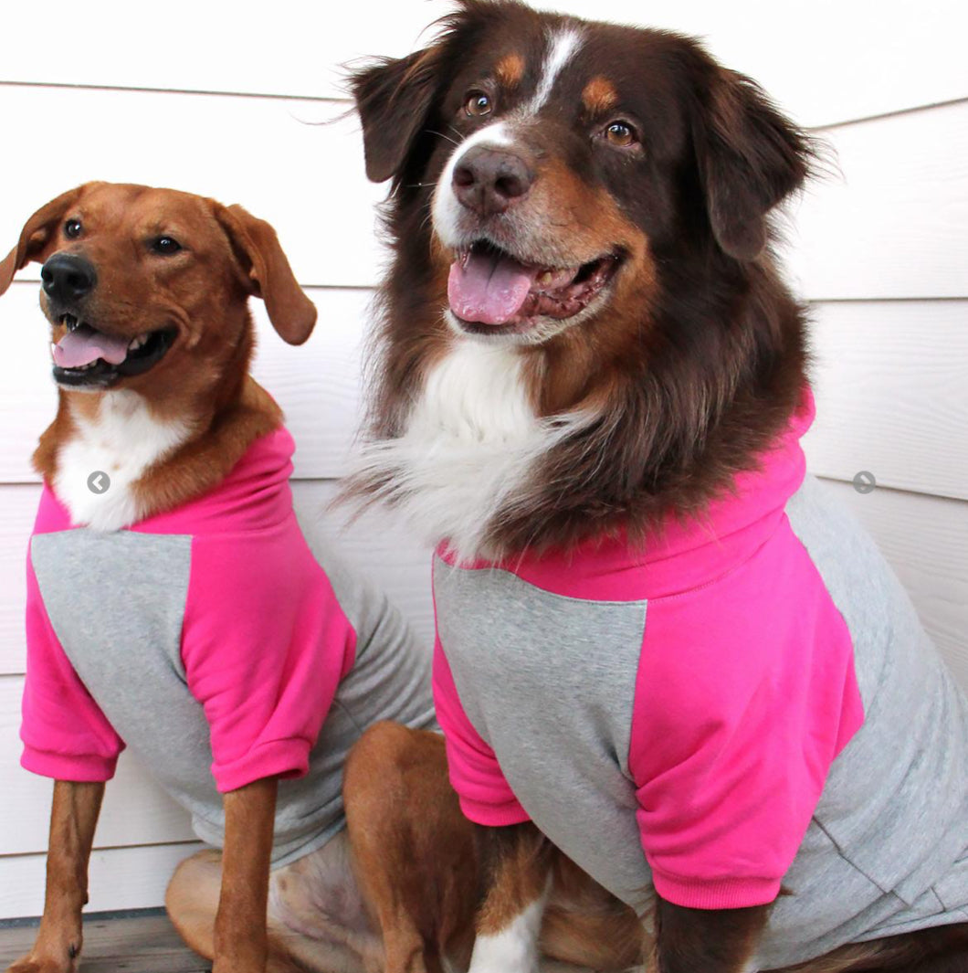 Flex-Fit Color-Block Hoodie - Pink on Gray