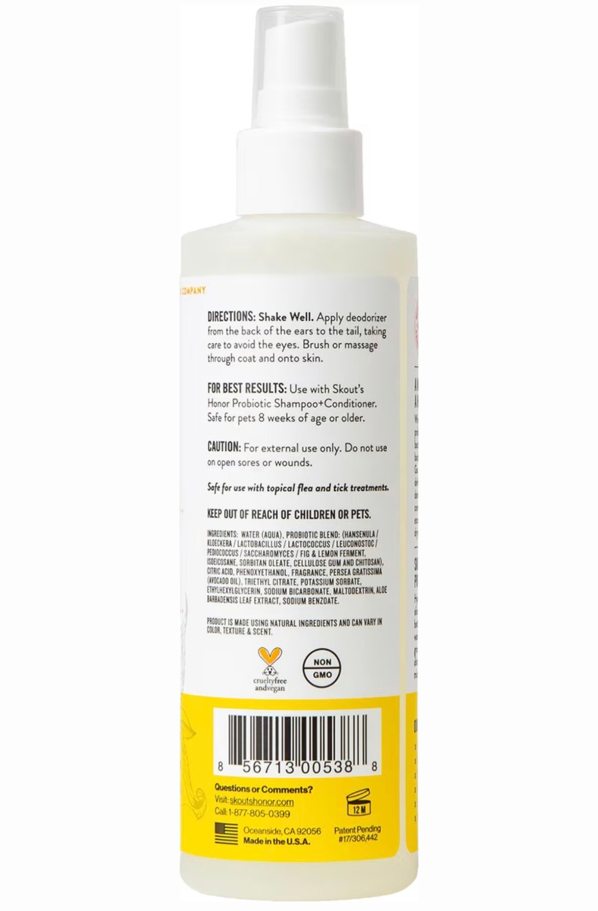 Skouts Honor Dog Deodorizer Honeysuckle 8oz