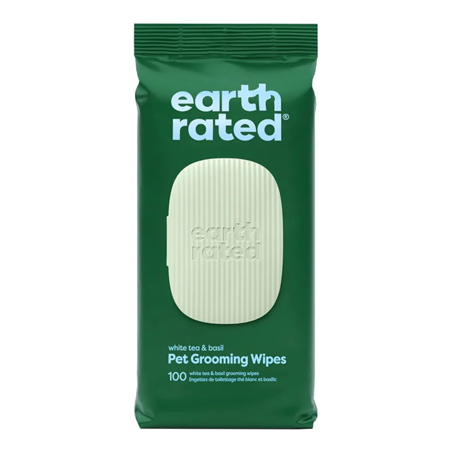 Earth Rated Dog Grooming Wipes White Tea & Basil 100 Count