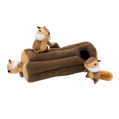 ZippyPaws Zippy Burrow Dog Toy Chipmunks Log XL