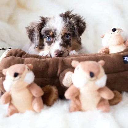ZippyPaws Zippy Burrow Dog Toy Chipmunks Log XL