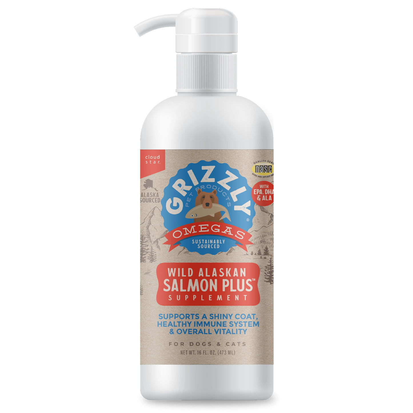 Grizzly Dog Cat Salmon Oil Plus 32oz